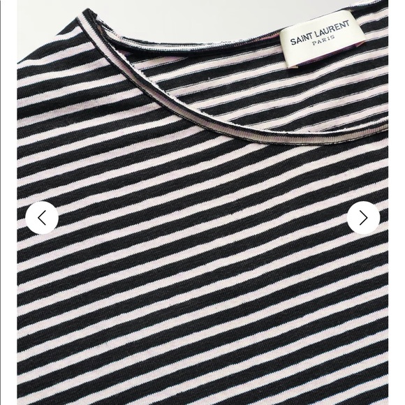 SAINT LAURENT STRIPE LINEN COTTON T-SHIRT - Picture 3 of 10